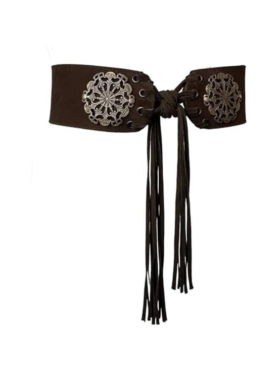 Women\'s Vintage Disc Renaissance Corset Suede-Cinch-Belt with Tassel main image 7